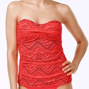 Bandeau Tankini swim top with strap